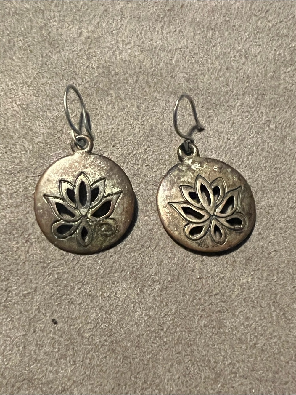 Source Unknown Silver-Tone Lotus Cutout Round Drop Earrings